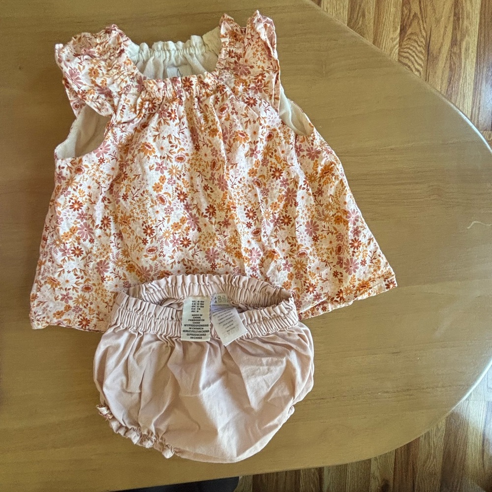 Joie Pink Floral Top, Matching Bloomers, Cream Sweater Set